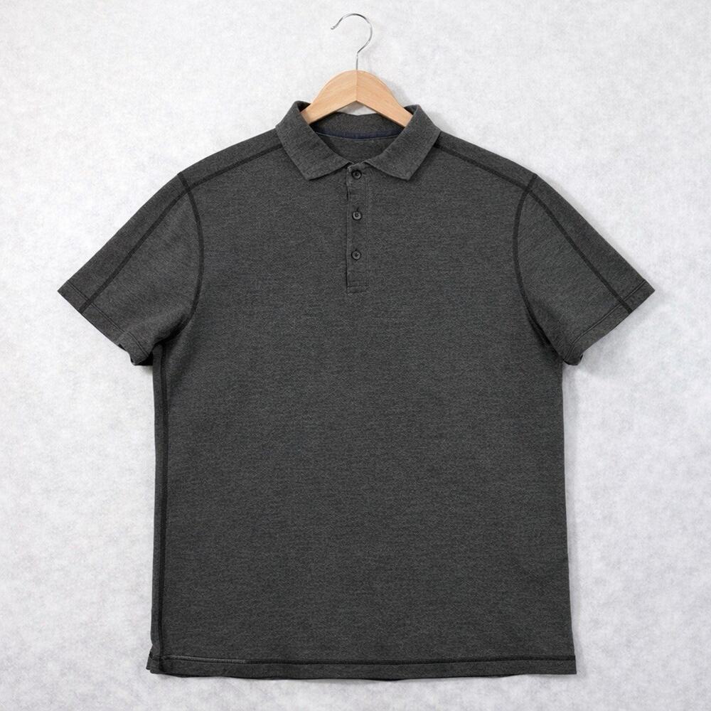 Lululemon Evolution Polo Shirt Mens Large Gray Short Sleeve Performance Golf